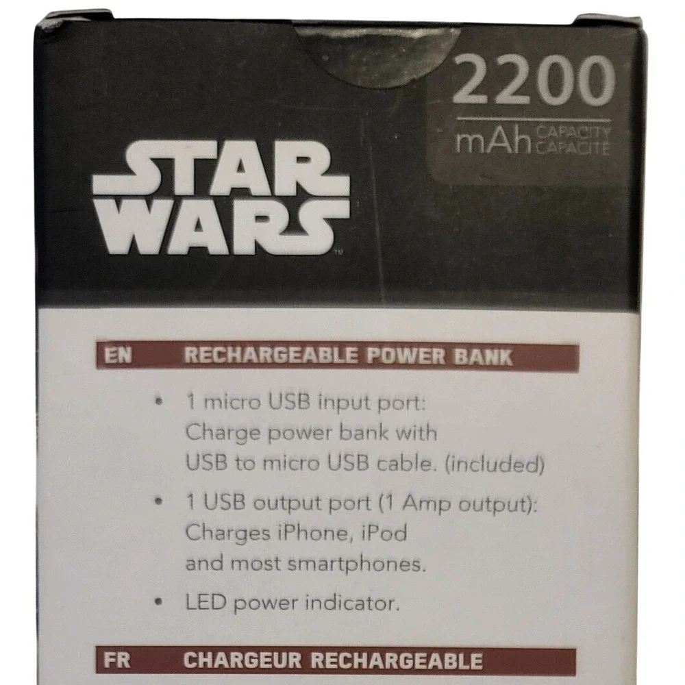 Star Wars Darth Vader‎ Rechargeable Power Bank 2200 mAh NEW Disney
